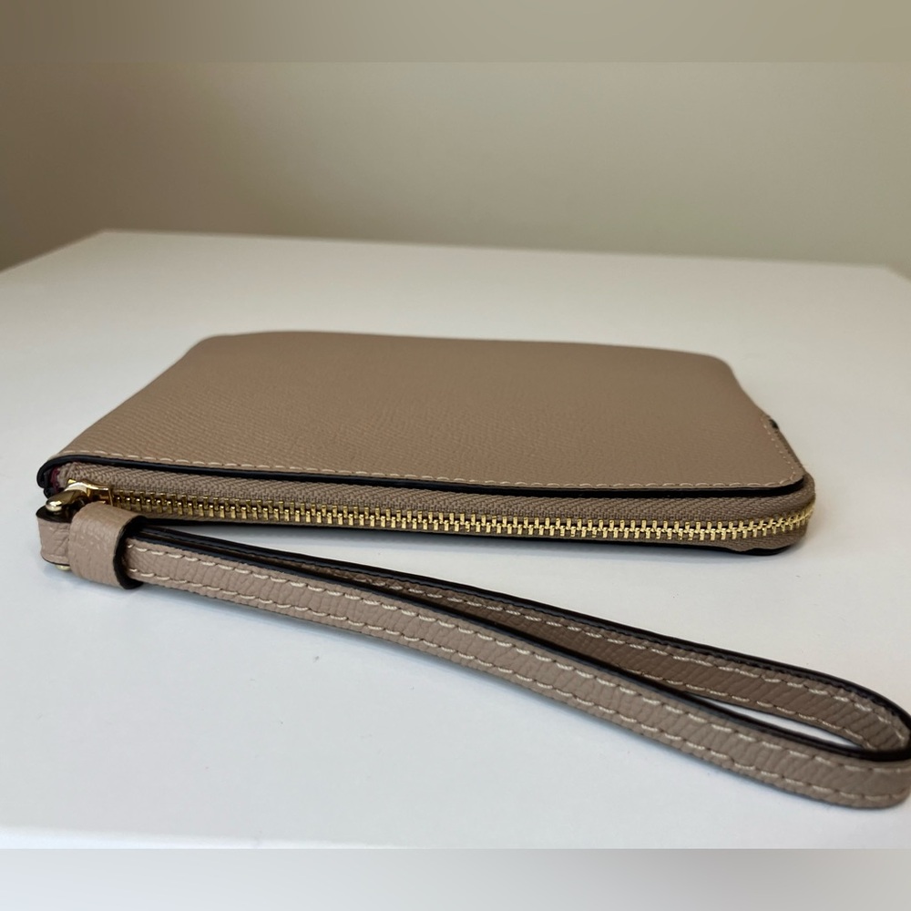 Coach Tan Corner Zip Wristlet